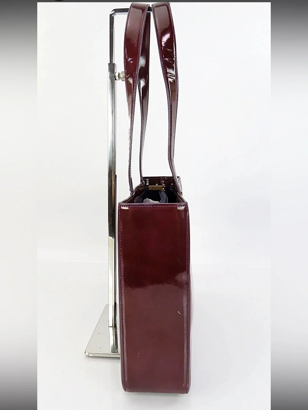 CHANEL Patent Leather Tote Bag in Deep Burgundy